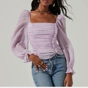 Astr The Label Lilac Ruched Blouse